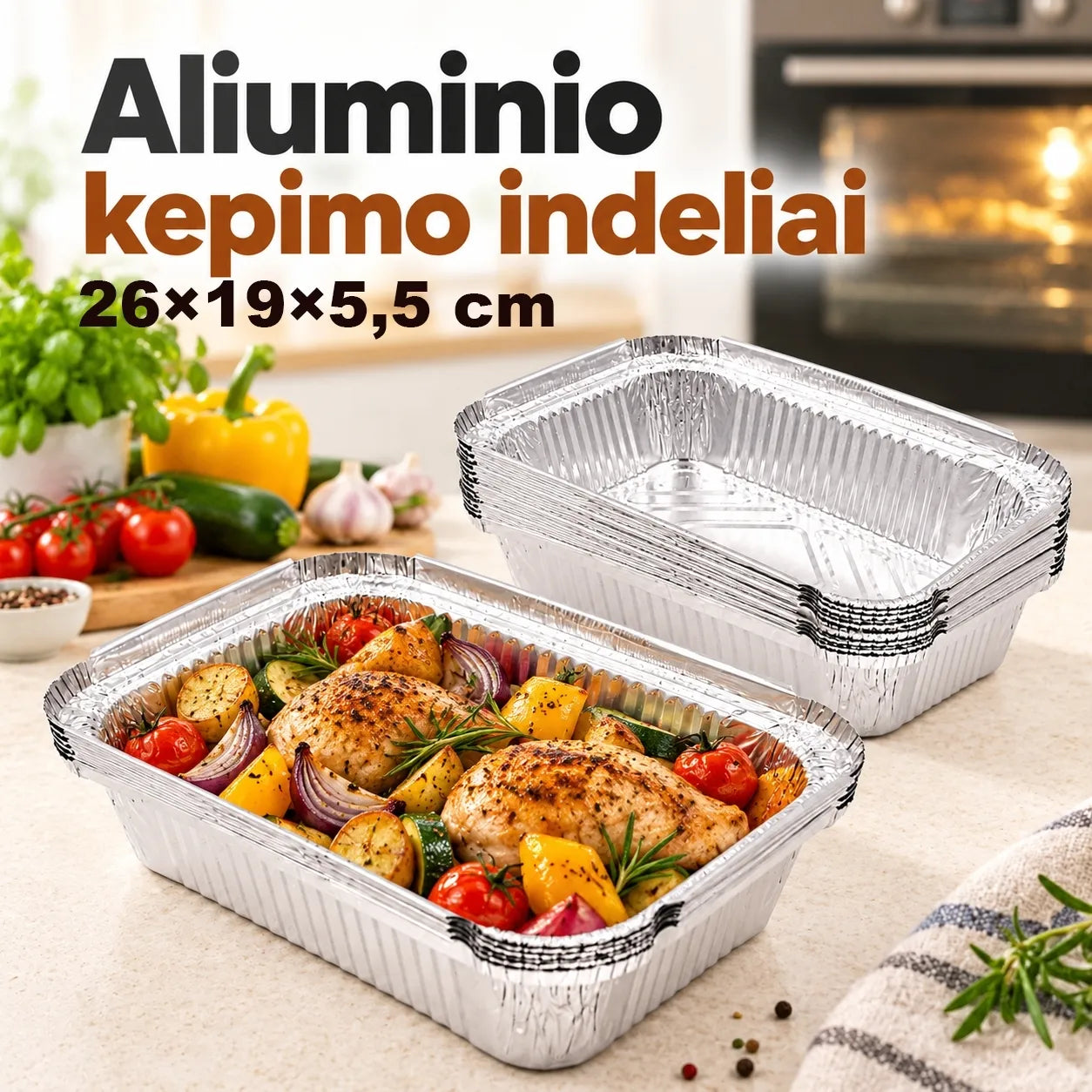 Aliumininiai kepimo indeliai, 4 vnt.