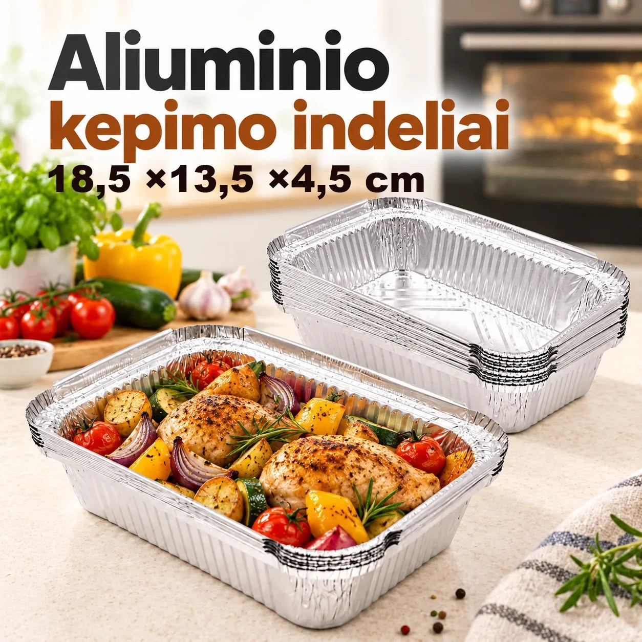Aliumininiai kepimo indeliai, 6 vnt.
