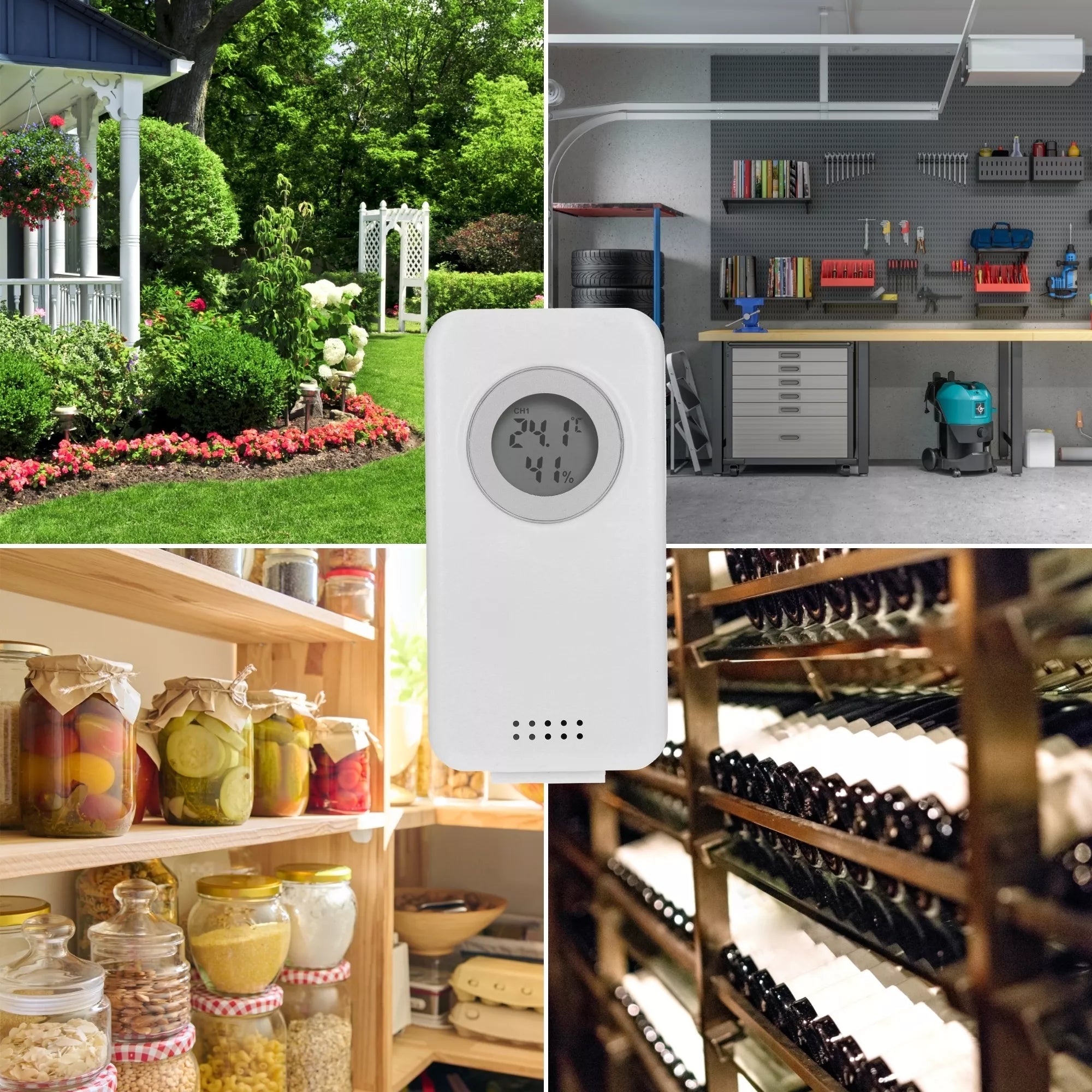 Elektroninė oro stotis - bevielė, su jutikliu, juoda