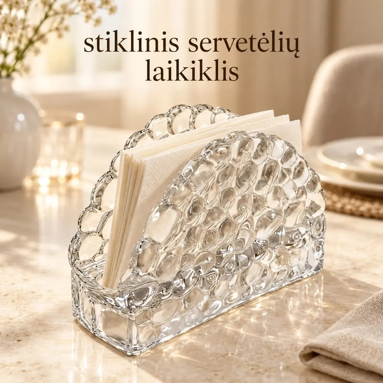 „Krištolo burbulai“ stiklinė servetėlių laikyklė