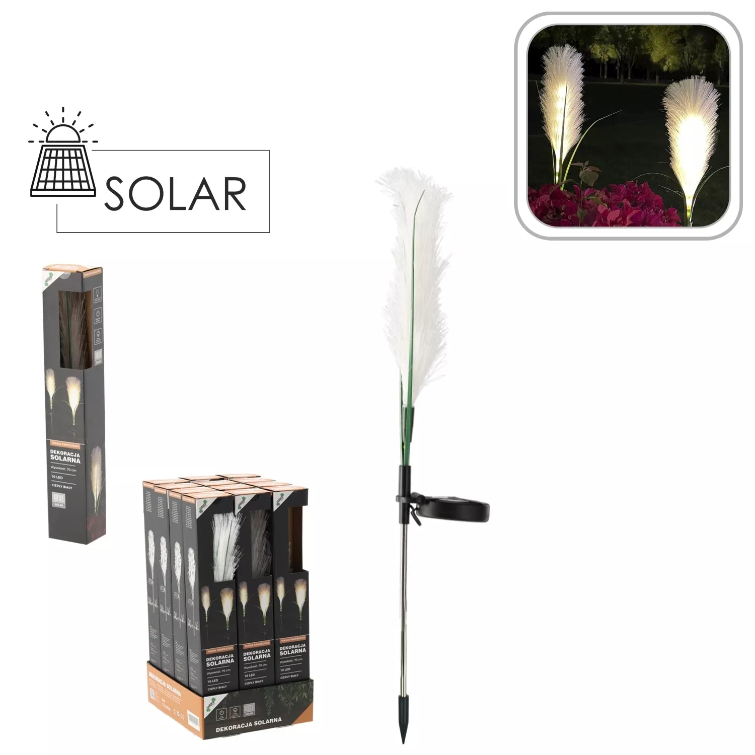 LED dekoracija „Pampinė žolė“, 70 cm