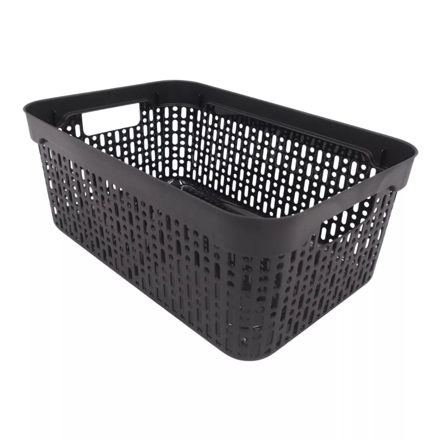 Plastikinė dėžutė su skylutėmis, 30 × 20 × 12 cm JUODA