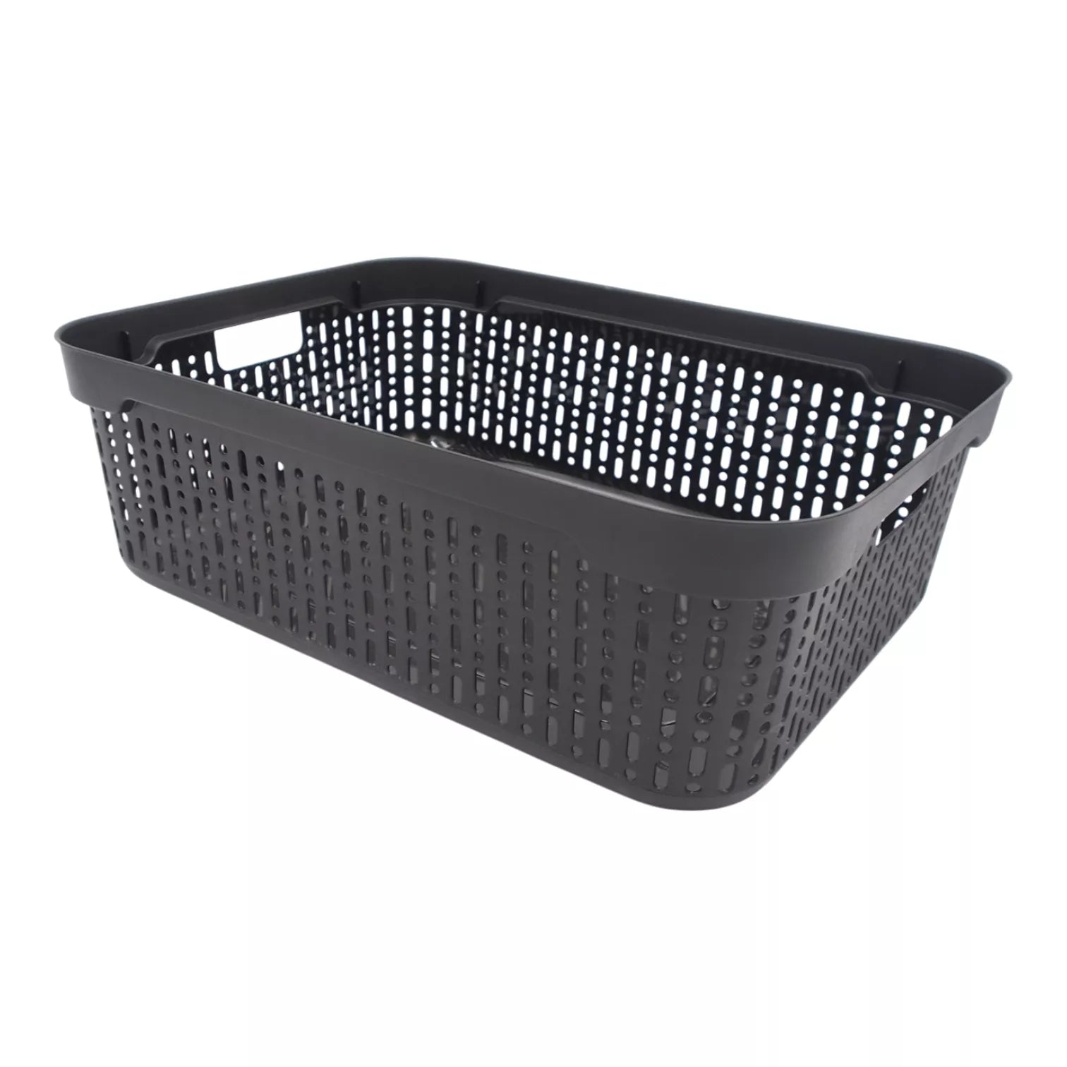 Plastikinė dėžutė su skylutėmis, 30 × 20 × 9 cm JUODA