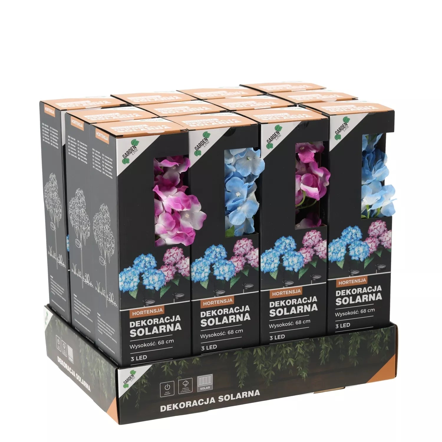 Saulės energija maitinama dekoratyvinė LED lempa „Hortenzija“, 68 cm