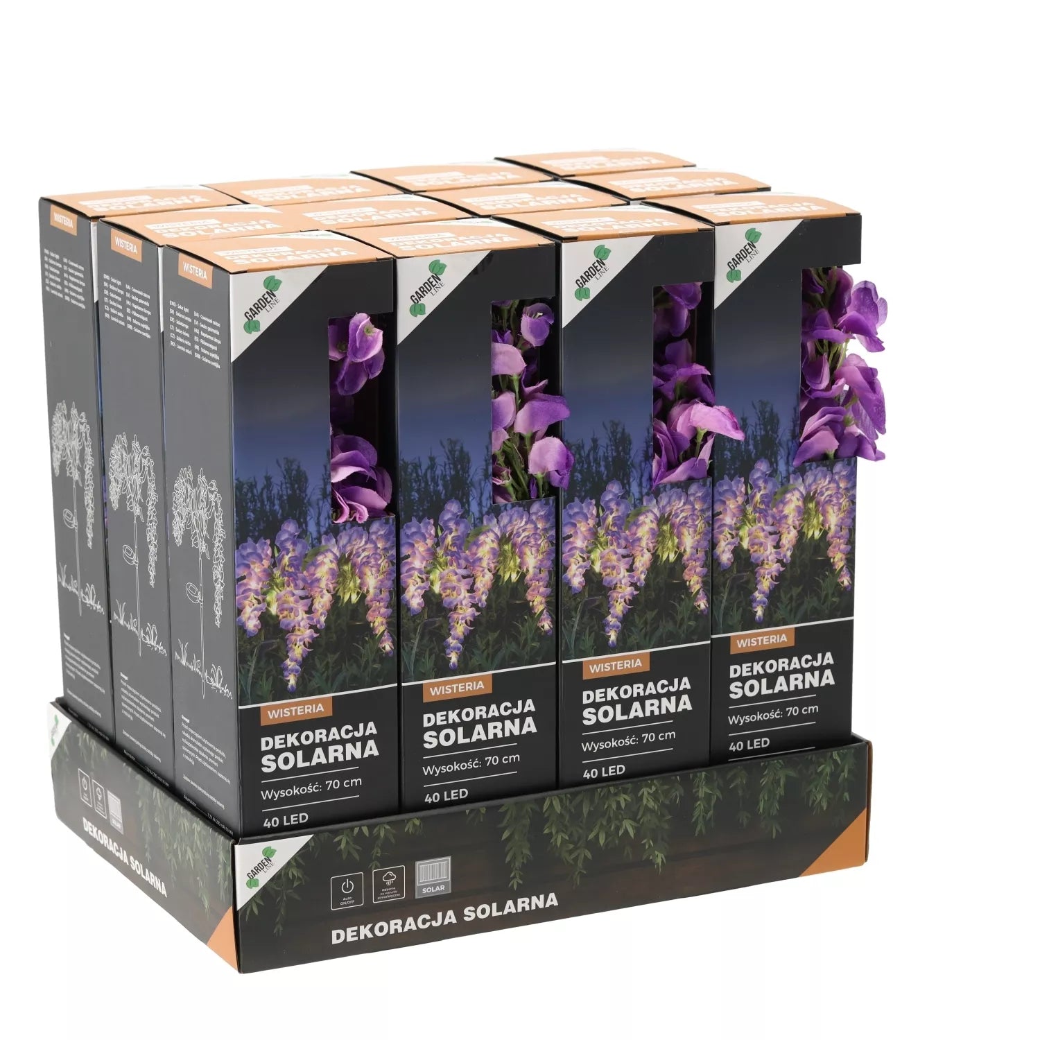 Saulės energija maitinama dekoratyvinė LED lempa „Visterija“, 70 cm