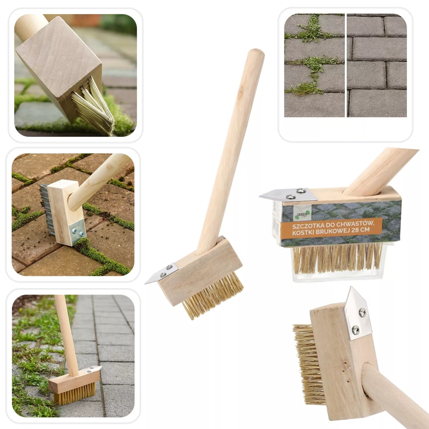 Šepetys piktžolėms ir trinkelių siūlėms valyti, 28 cm