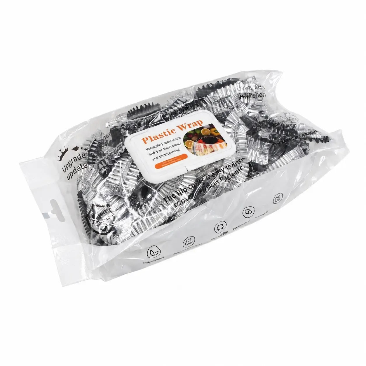 Sidabrinės maisto uždengimo plėvelės su elastine juosta