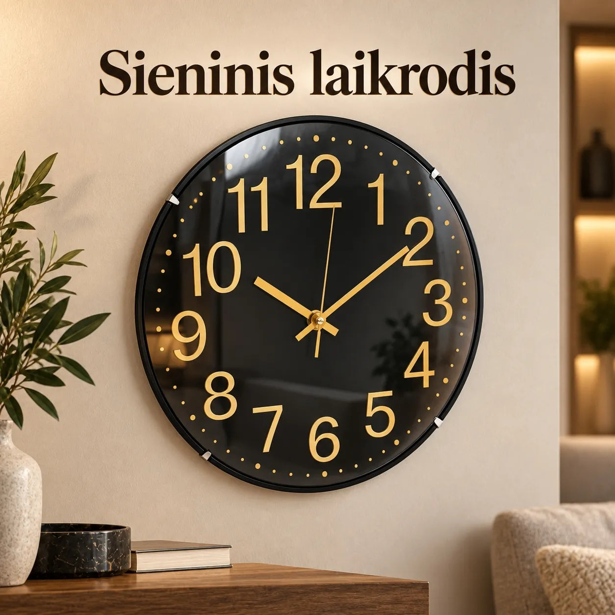 Sieninis laikrodis juodu ciferblatu TR2250G