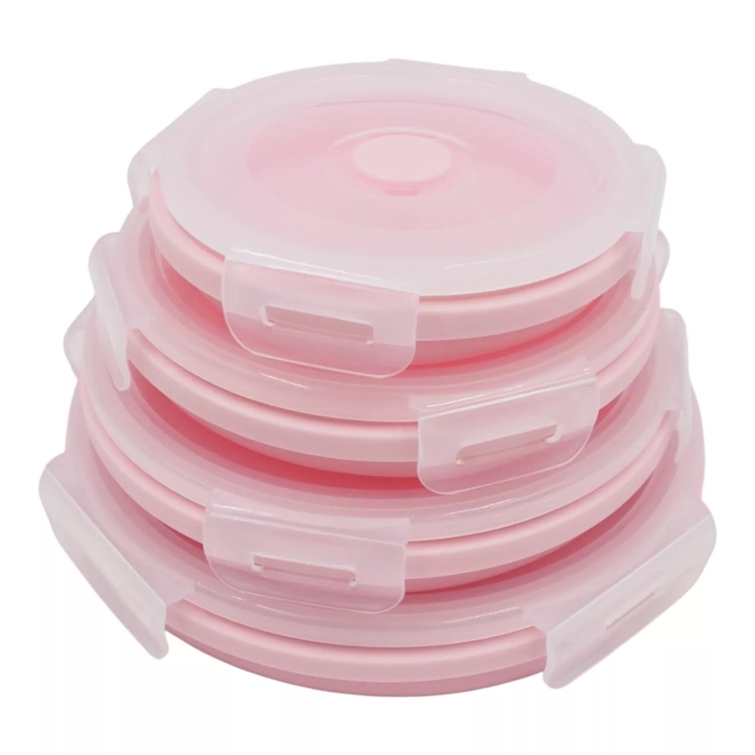 Silikoninių sulankstomų maisto indelių rinkinys (4 vnt.) rožinė