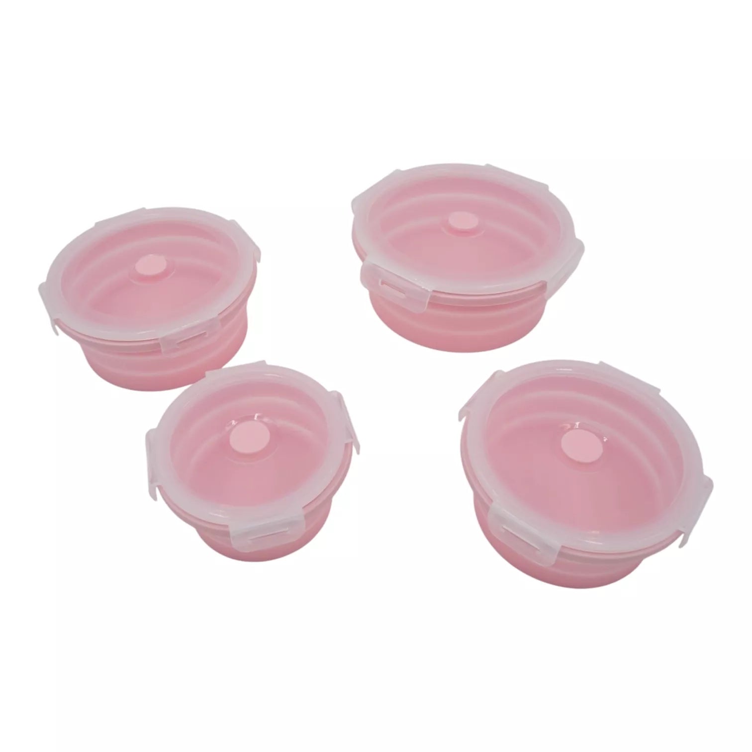 Silikoninių sulankstomų maisto indelių rinkinys (4 vnt.) rožinė