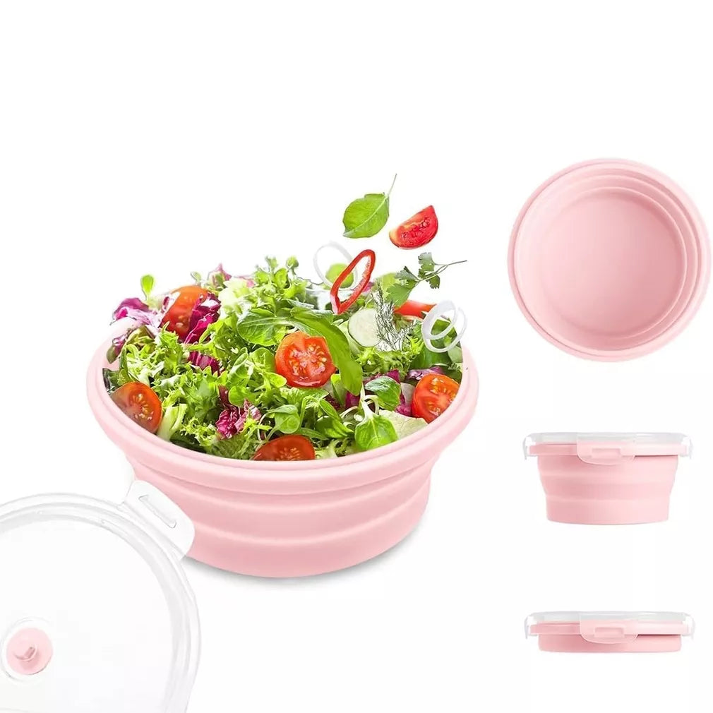 Silikoninių sulankstomų maisto indelių rinkinys (4 vnt.) rožinė