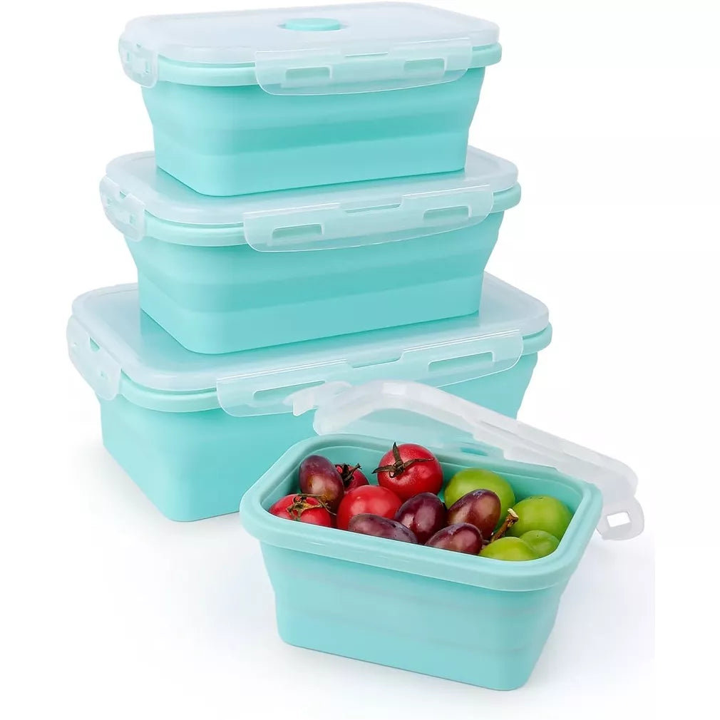 Stačiakampių silikoninių maisto indelių rinkinys (mėlyna)