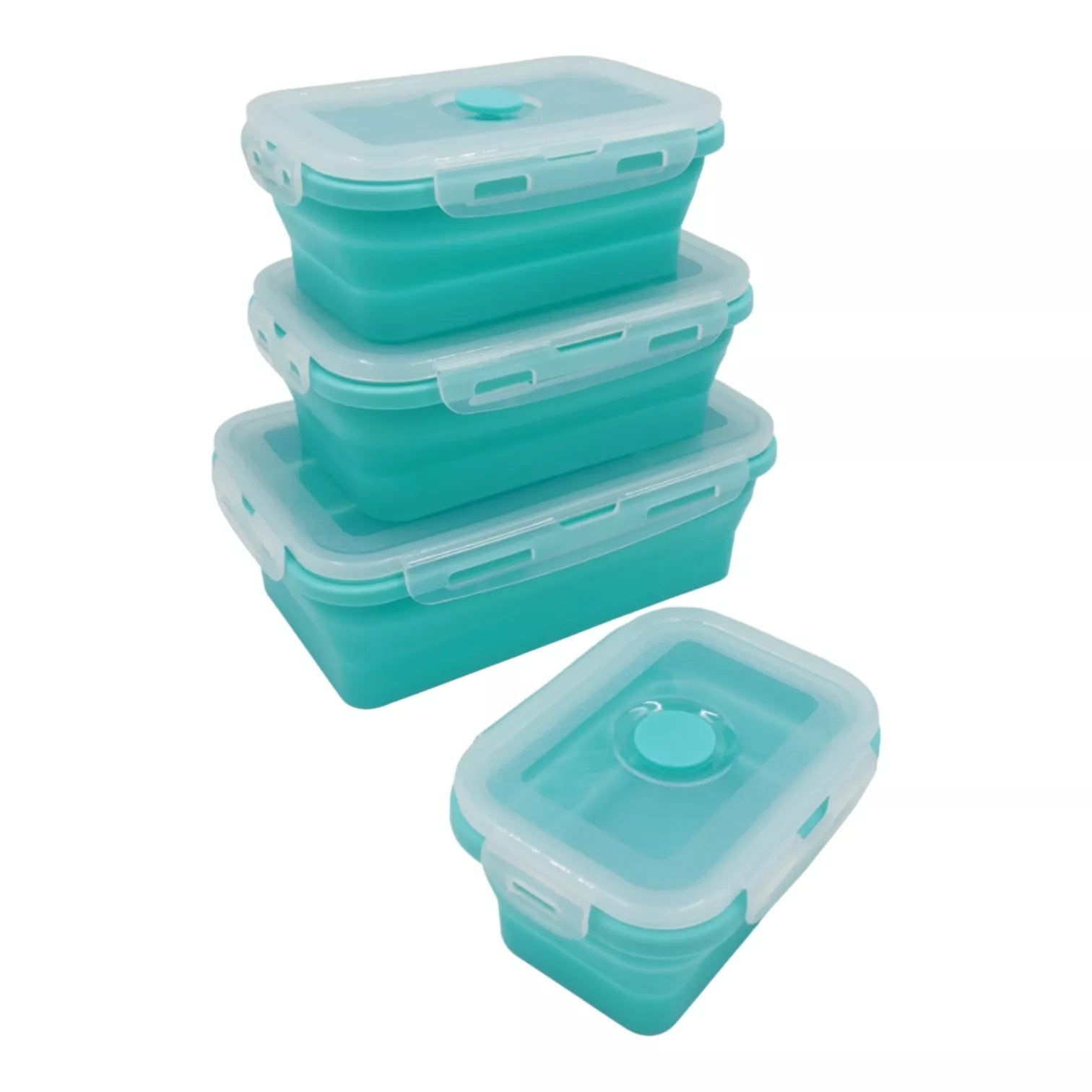 Stačiakampių silikoninių maisto indelių rinkinys (mėlyna)