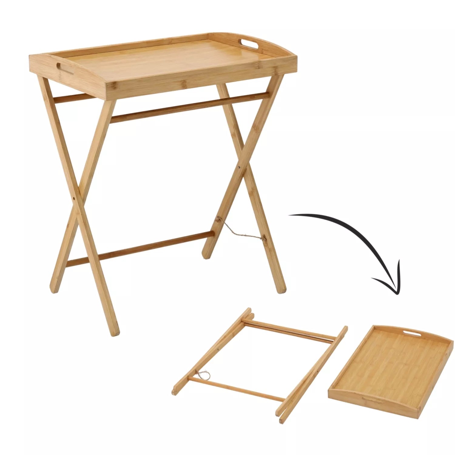 Sulankstomas bambukinis staliukas – padėklas