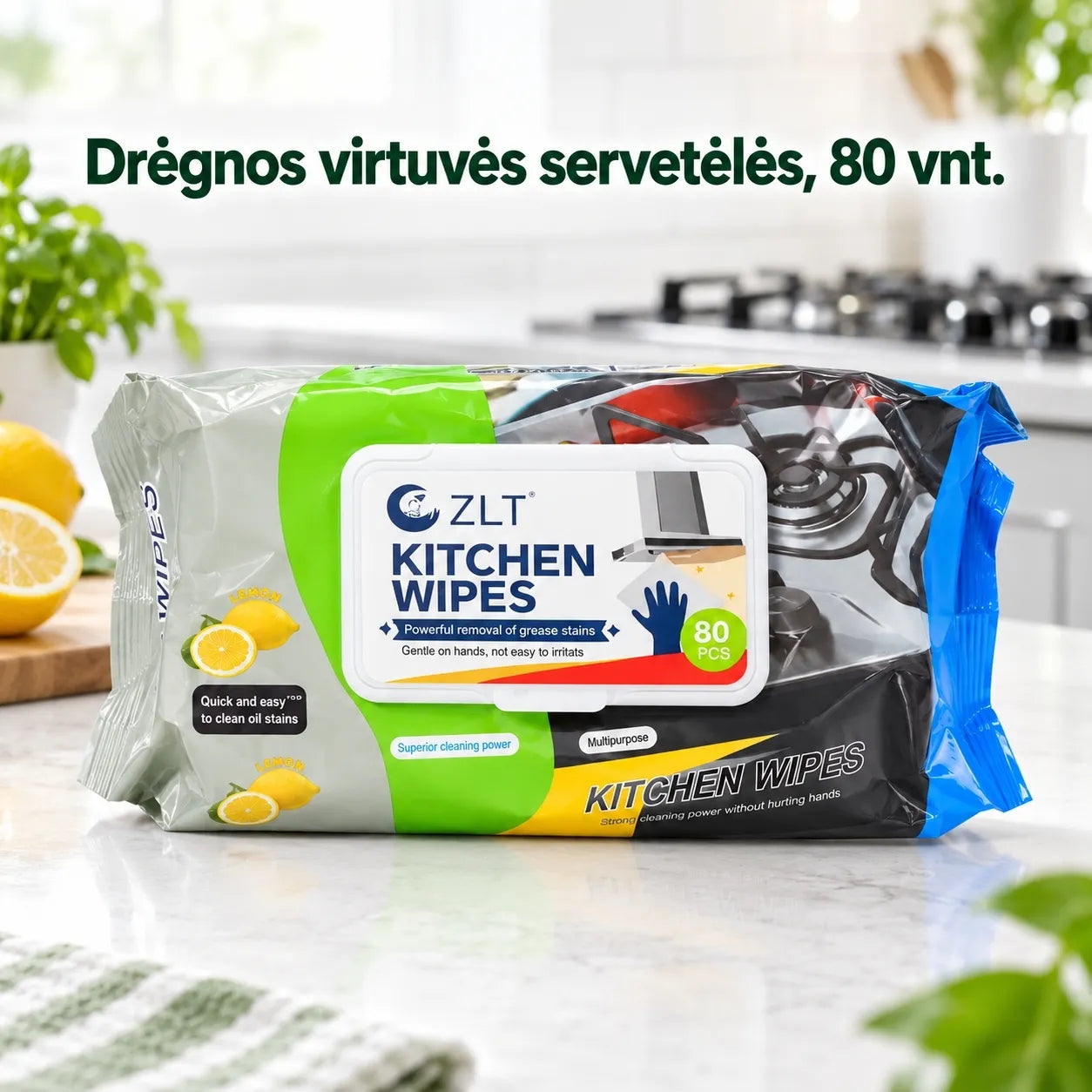 Virtuvės valymo drėgnos servetėlės 80 vnt. TR2296D